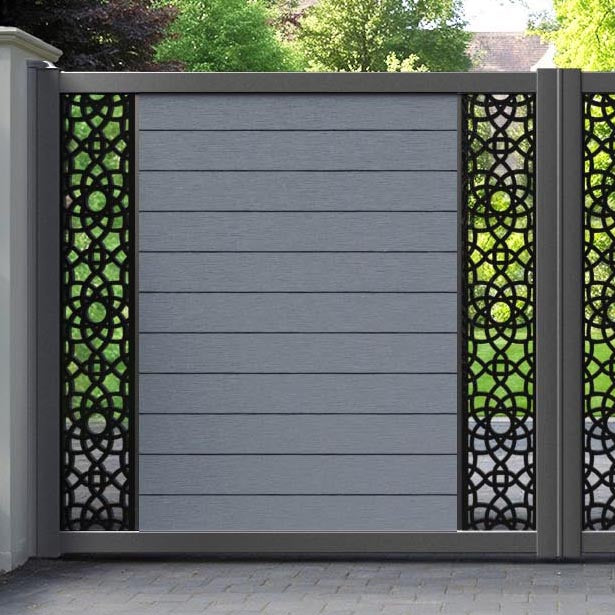 Fusion Ambar Straight Top Driveway Gate - Anthracite - Middle & End Screen