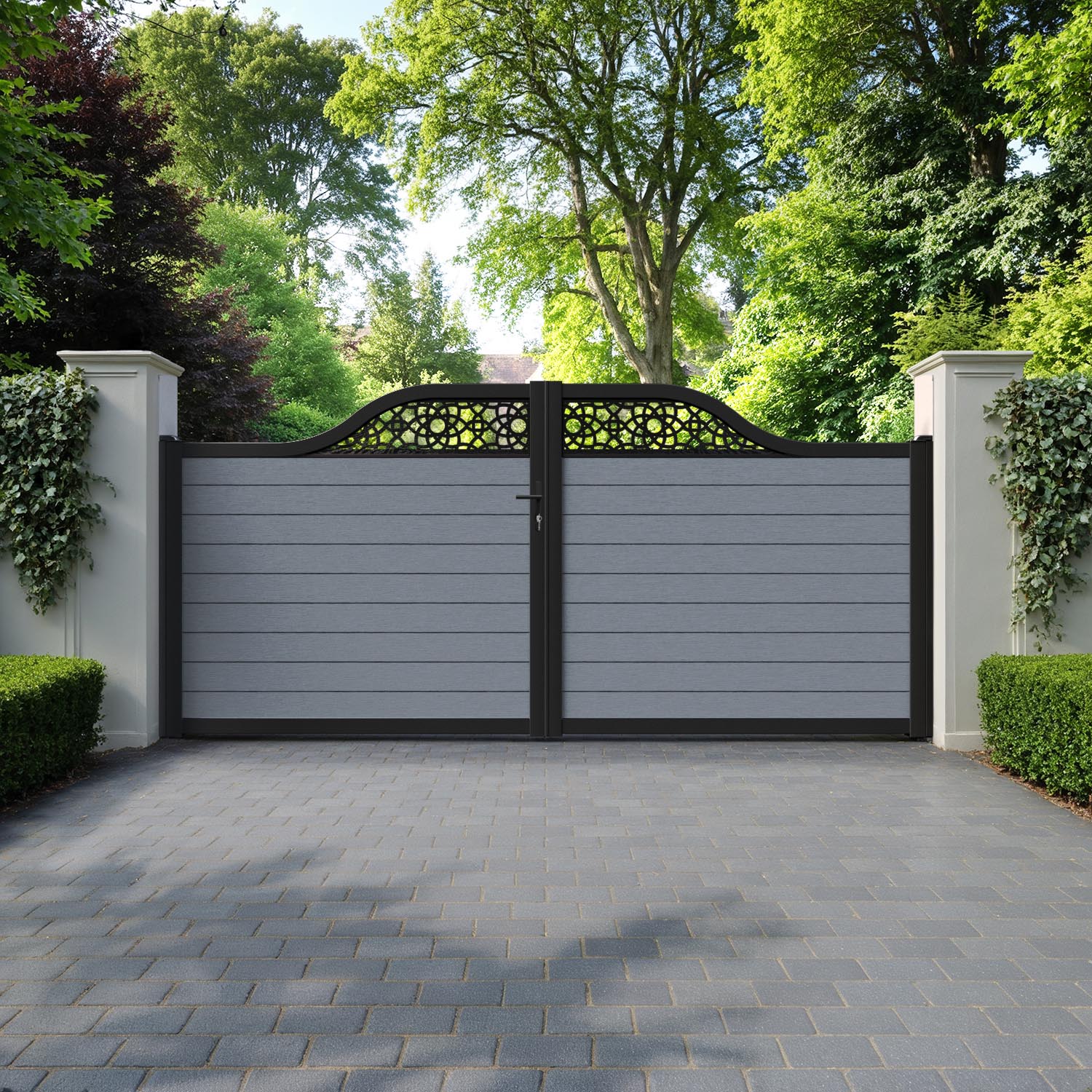 Fusion Ambar Curved Top Driveway Gate - Anthracite - Top Screen
