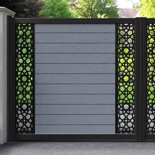Fusion Ambar Straight Top Driveway Gate - Anthracite - Middle & End Screen