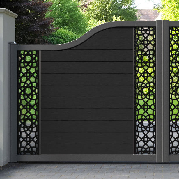 Fusion Ambar Curved Top Driveway Gate - Black - Middle & End Screen