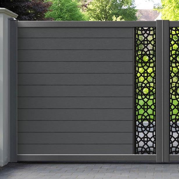 Fusion Ambar Straight Top Driveway Gate - Dark Grey - Middle Screen