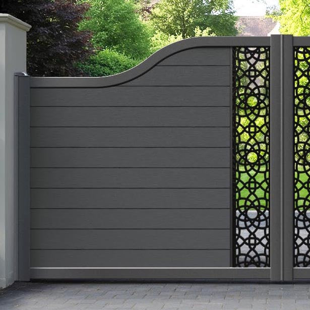 Fusion Ambar Curved Top Driveway Gate - Dark Grey - Middle Screen