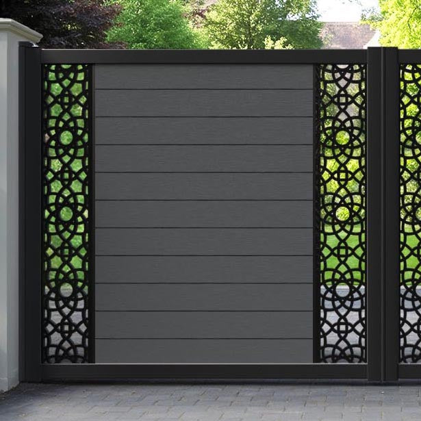Fusion Ambar Straight Top Driveway Gate - Dark Grey - Middle & End Screen