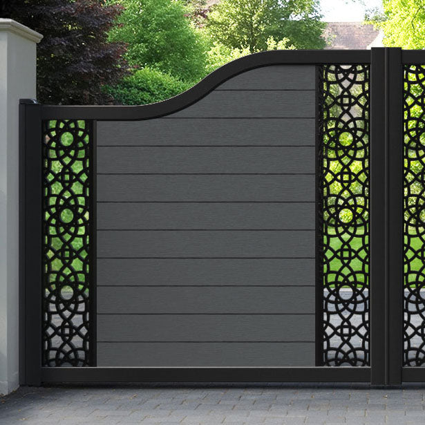 Fusion Ambar Curved Top Driveway Gate - Dark Grey - Middle & End Screen