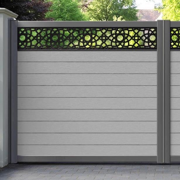 Fusion Ambar Straight Top Driveway Gate - Light Grey - Top Screen