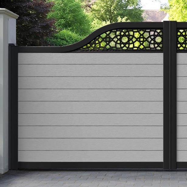 Fusion Ambar Curved Top Driveway Gate - Light Grey - Top Screen