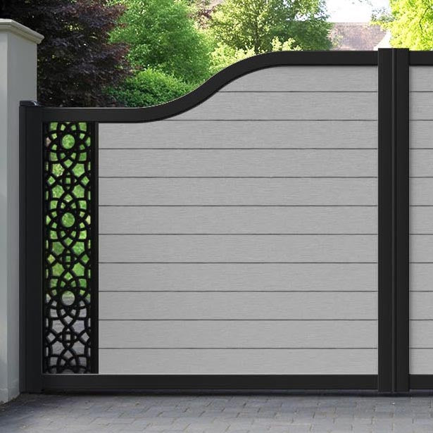 Fusion Ambar Curved Top Driveway Gate - Light Grey - End Screen