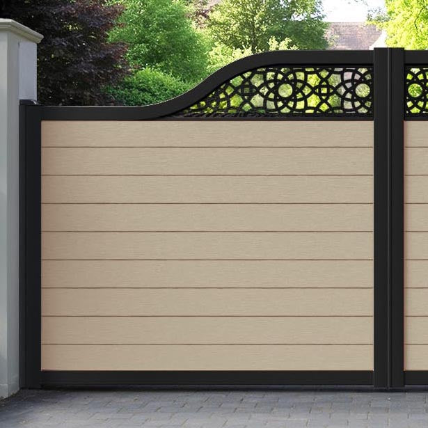 Fusion Ambar Curved Top Driveway Gate - Light Oak - Top Screen