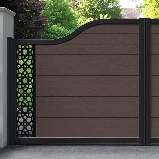Fusion Ambar Curved Top Driveway Gate - Mid Brown - End Screen