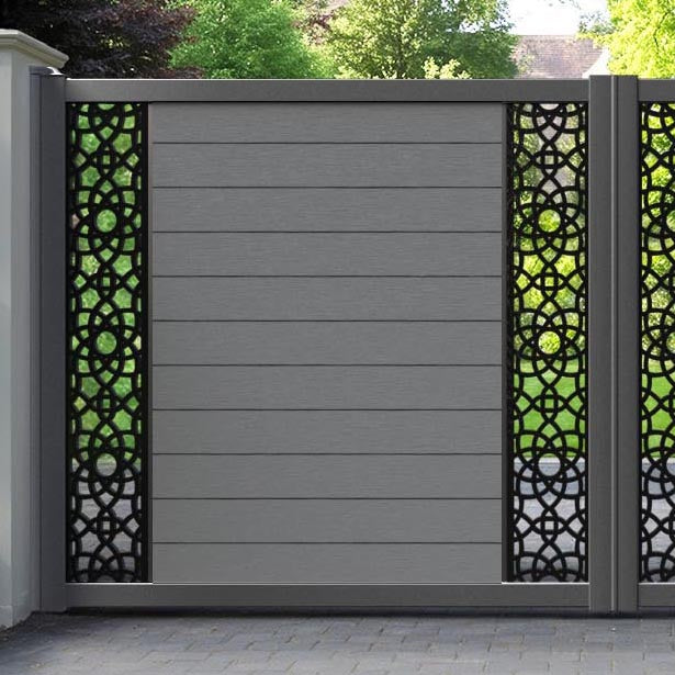 Fusion Ambar Straight Top Driveway Gate - Mid Grey - Middle & End Screen