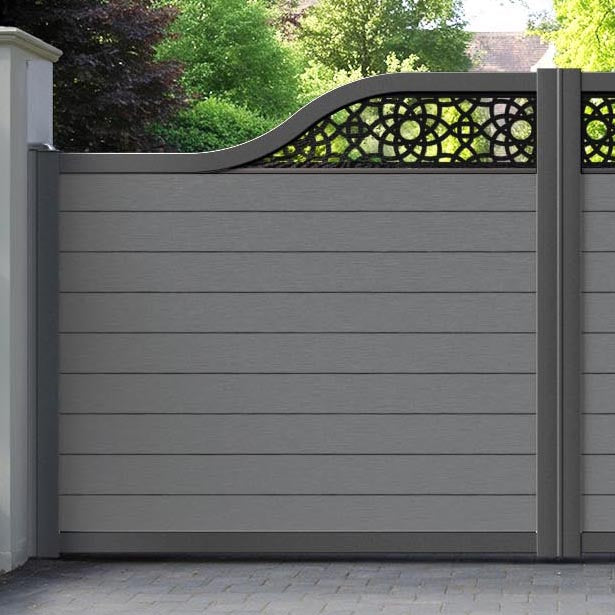 Fusion Ambar Curved Top Driveway Gate - Mid Grey - Top Screen