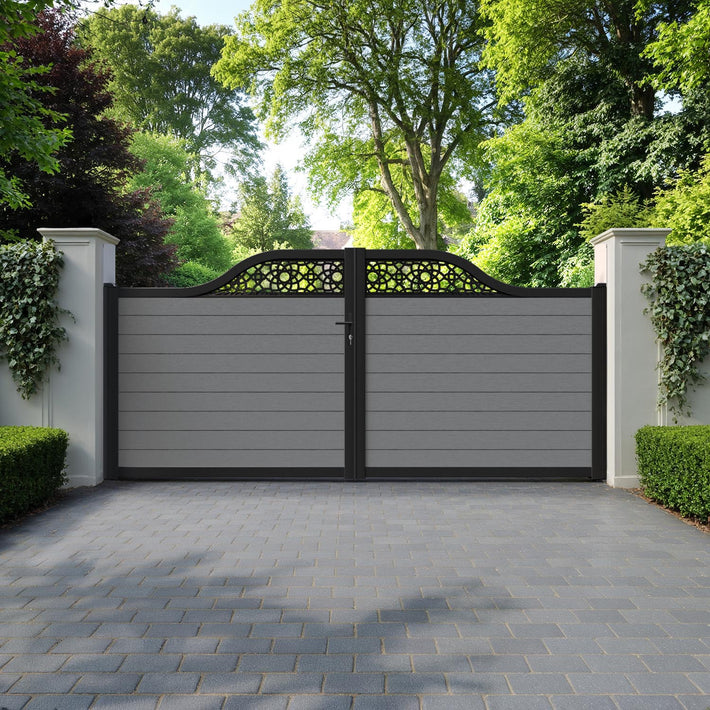 Fusion Ambar Curved Top Driveway Gate - Mid Grey - Top Screen