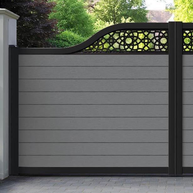 Fusion Ambar Curved Top Driveway Gate - Mid Grey - Top Screen