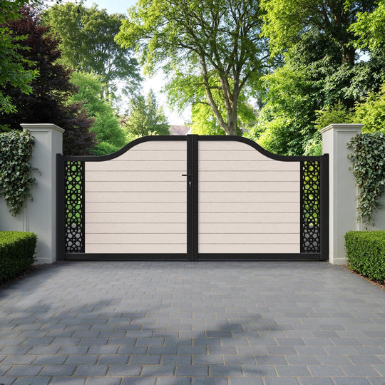 Fusion Ambar Curved Top Driveway Gate - Mid Stone - End Screen