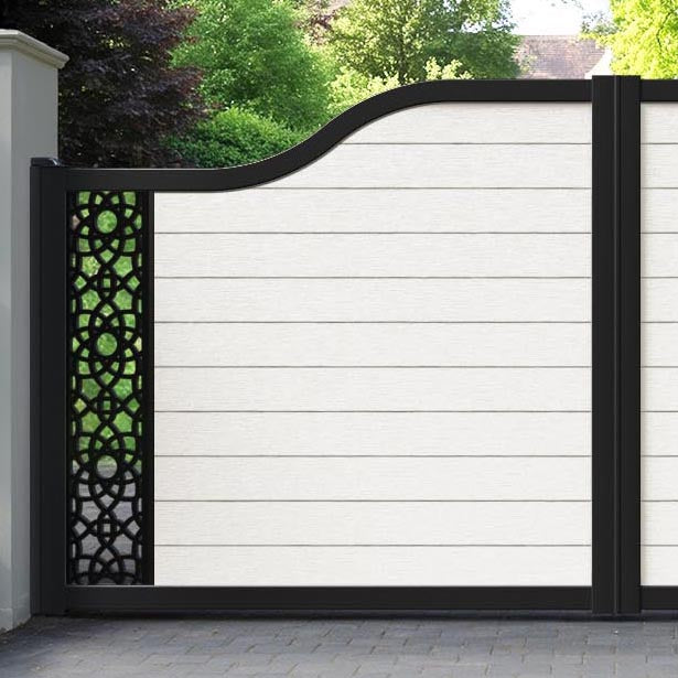 Fusion Ambar Curved Top Driveway Gate - Light Stone - End Screen