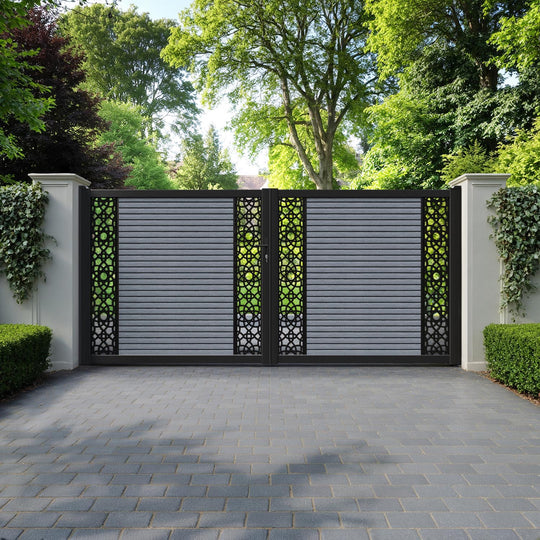 Hudson Ambar Straight Top Driveway Gate - Anthracite - Middle & End Screen