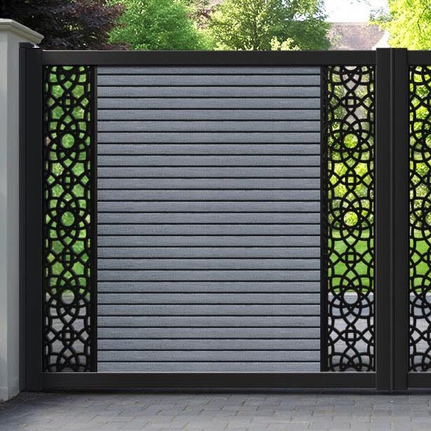 Hudson Ambar Straight Top Driveway Gate - Anthracite - Middle & End Screen