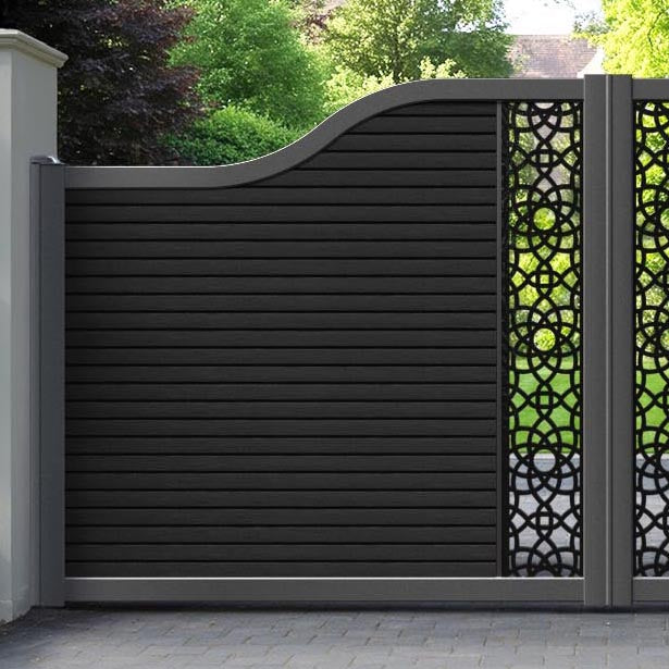 Hudson Ambar Curved Top Driveway Gate - Black - Middle Screen