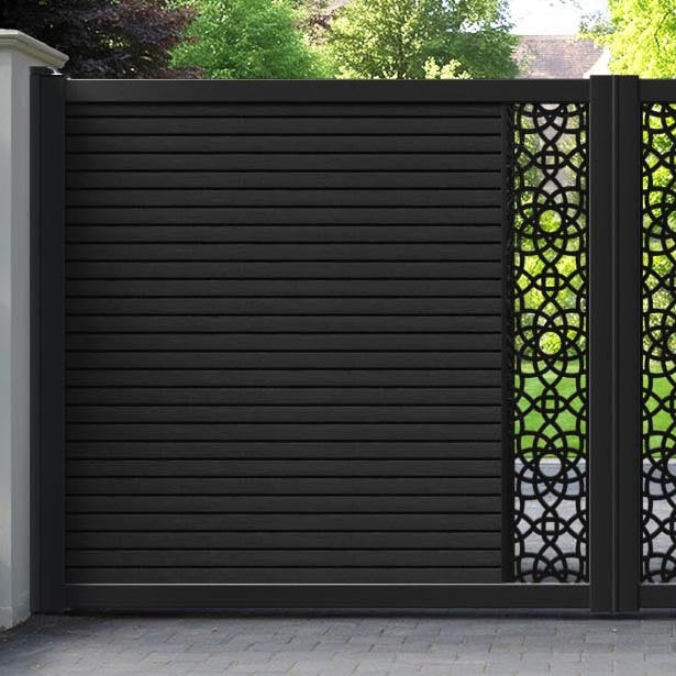 Hudson Ambar Straight Top Driveway Gate - Black - Middle Screen