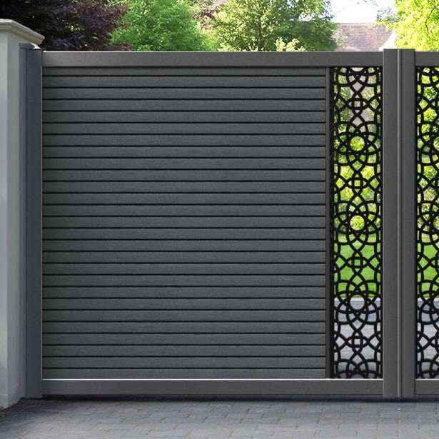 Hudson Ambar Straight Top Driveway Gate - Dark Grey - Middle Screen