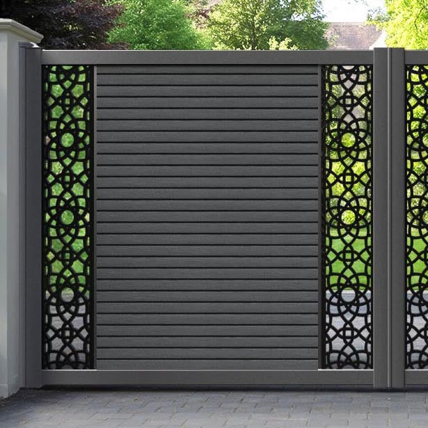 Hudson Ambar Straight Top Driveway Gate - Dark Grey - Middle & End Screen