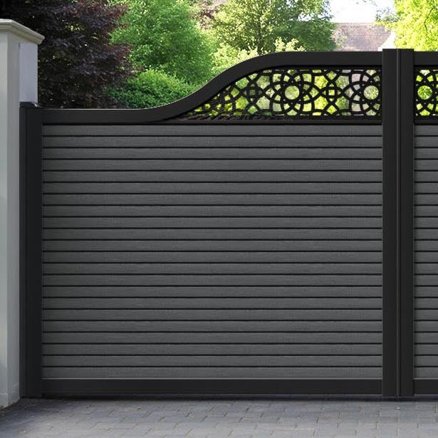 Hudson Ambar Curved Top Driveway Gate - Dark Grey - Top Screen