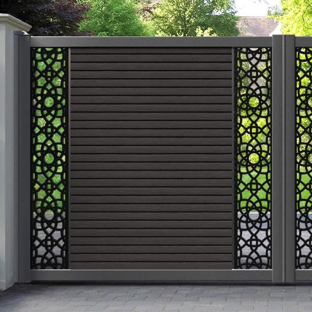 Hudson Ambar Straight Top Driveway Gate - Dark Oak - Middle & End Screen