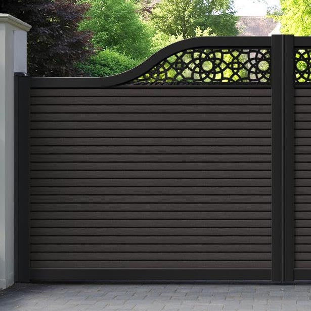 Hudson Ambar Curved Top Driveway Gate - Dark Oak - Top Screen