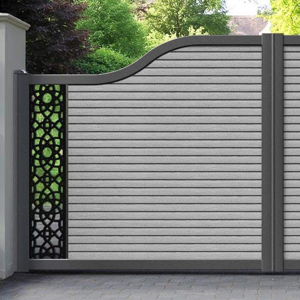Hudson Ambar Curved Top Driveway Gate - Light Grey - End Screen
