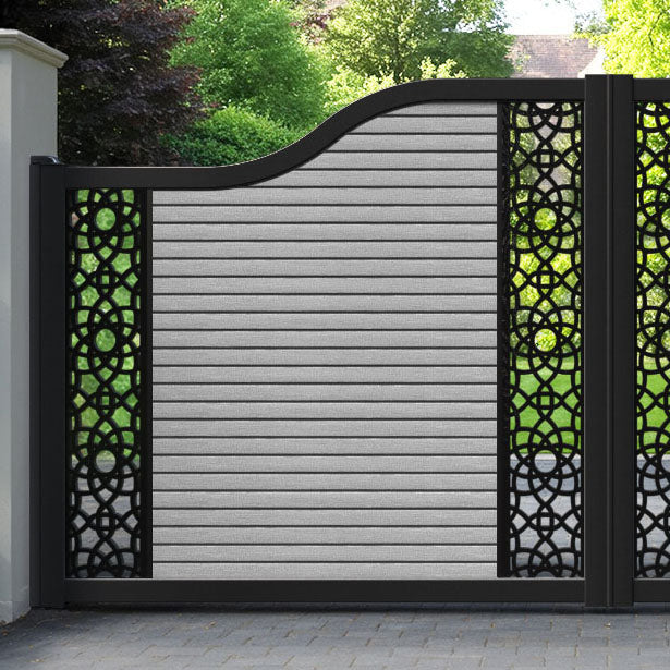 Hudson Ambar Curved Top Driveway Gate - Light Grey - Middle & End Screen