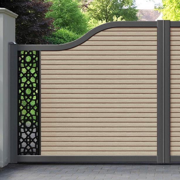 Hudson Ambar Curved Top Driveway Gate - Light Oak- End Screen