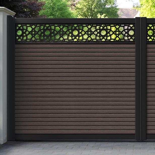 Hudson Ambar Straight Top Driveway Gate - Mid Brown - Top Screen