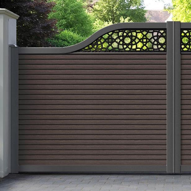 Hudson Ambar Curved Top Driveway Gate - Mid Brown - Top Screen