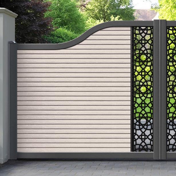 Hudson Ambar Curved Top Driveway Gate - Mid Stone - Middle Screen