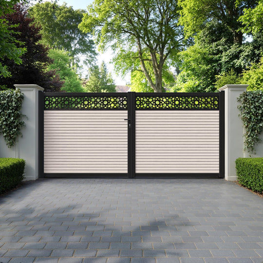 Hudson Ambar Straight Top Driveway Gate - Mid Stone - Top Screen