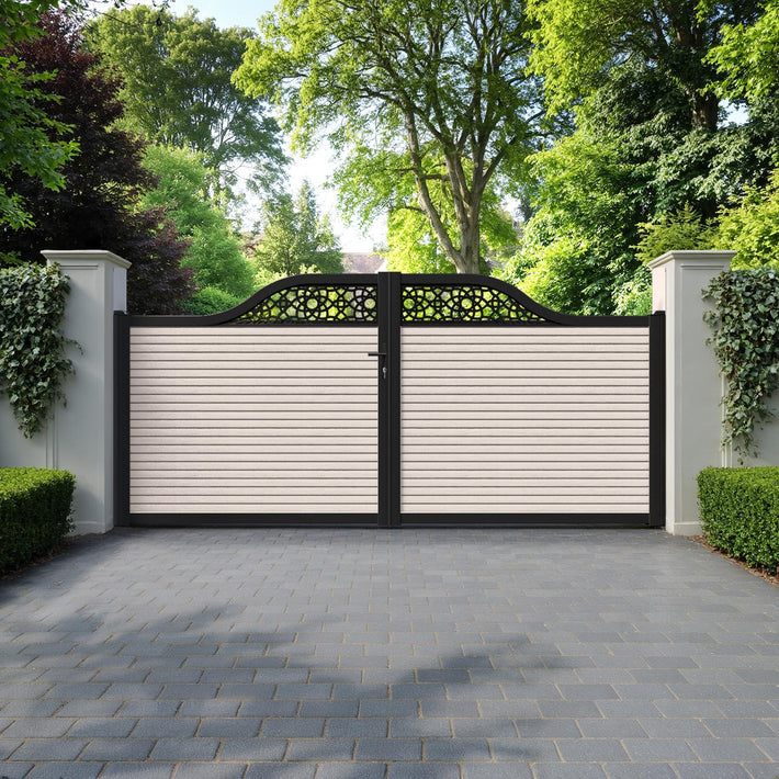 Hudson Ambar Curved Top Driveway Gate - Mid Stone - Top Screen