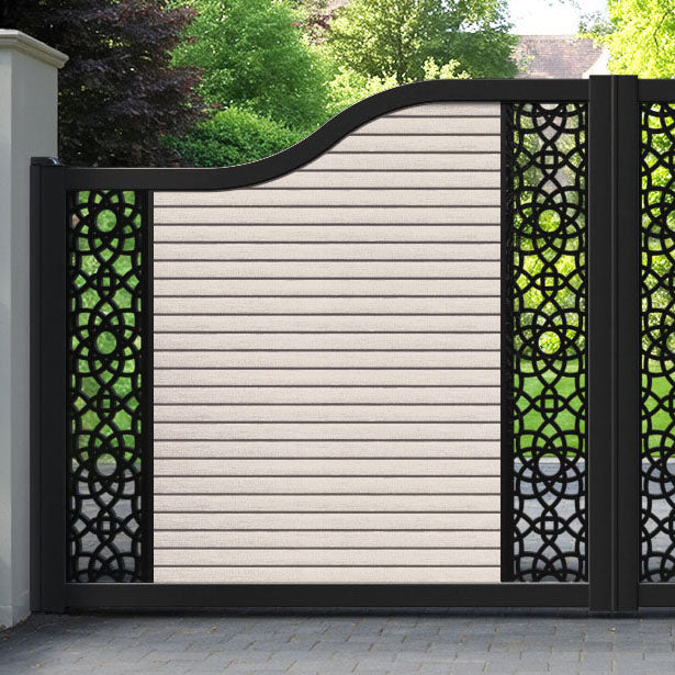 Hudson Ambar Curved Top Driveway Gate - Mid Stone - Middle & End Screen