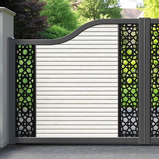 Hudson Ambar Curved Top Driveway Gate - Light Stone - Middle & End Screen