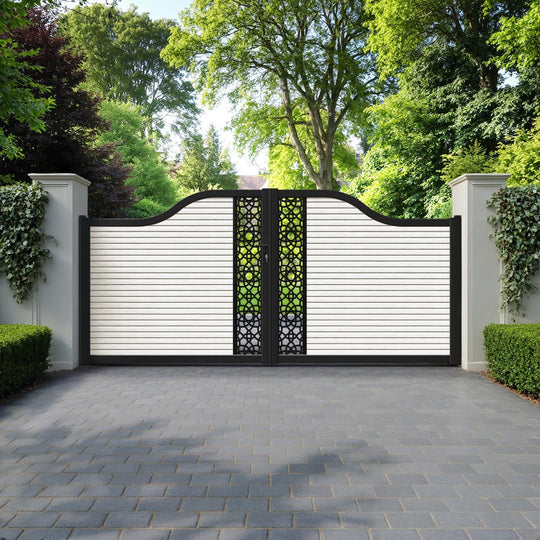 Hudson Ambar Curved Top Driveway Gate - Light Stone - Middle Screen