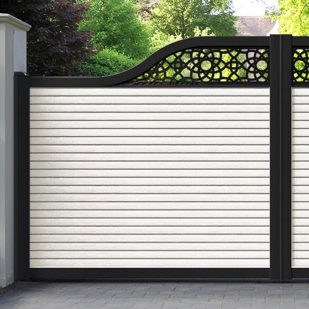 Hudson Ambar Curved Top Driveway Gate - Light Stone - Top Screen