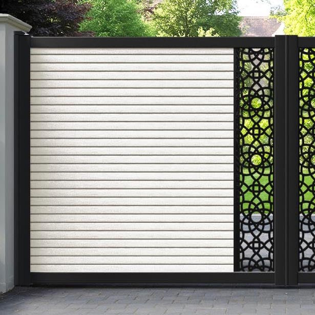 Hudson Ambar Straight Top Driveway Gate - Light Stone - Middle Screen