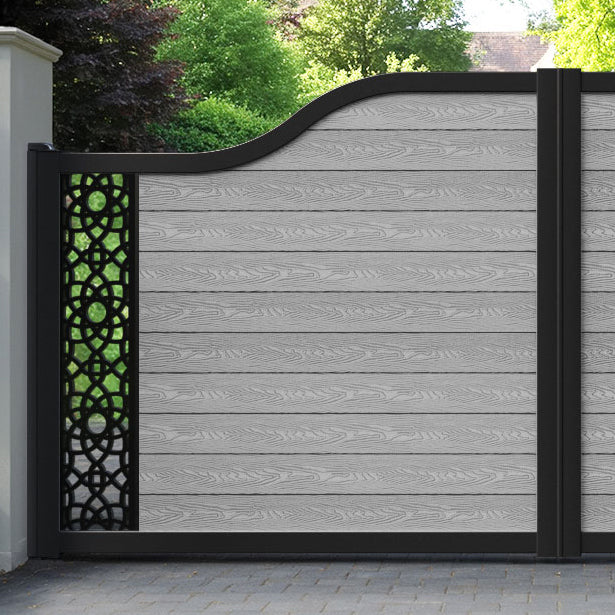 Classic Ambar Curved Top Driveway Gate - Light Grey - End Screen