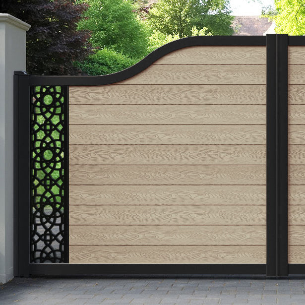 Classic Ambar Curved Top Driveway Gate - Light Oak - End Screen