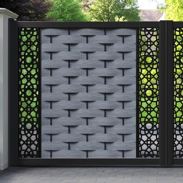 Ripple Ambar Straight Top Driveway Gate - Anthracite - Middle & End Screen