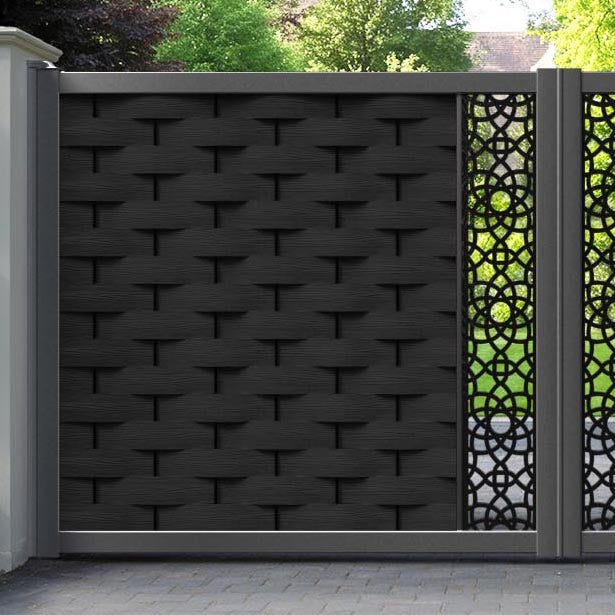 Ripple Ambar Straight Top Driveway Gate - Black - Middle Screen