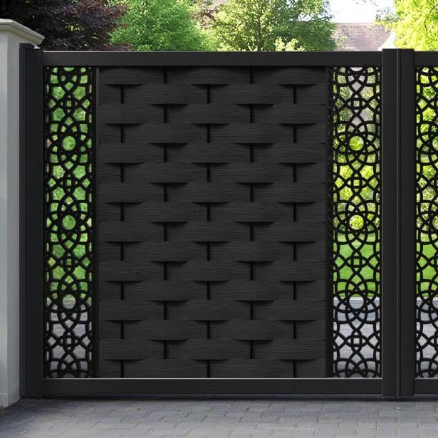 Ripple Ambar Straight Top Driveway Gate - Black - Middle & End Screen