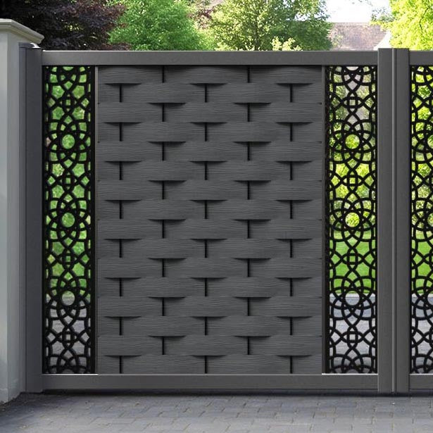 Ripple Ambar Straight Top Driveway Gate - Dark Grey - Middle & End Screen