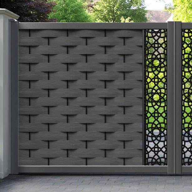 Ripple Ambar Straight Top Driveway Gate - Dark Grey - Middle Screen