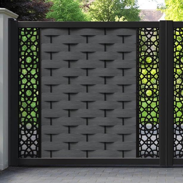 Ripple Ambar Straight Top Driveway Gate - Dark Grey - Middle & End Screen