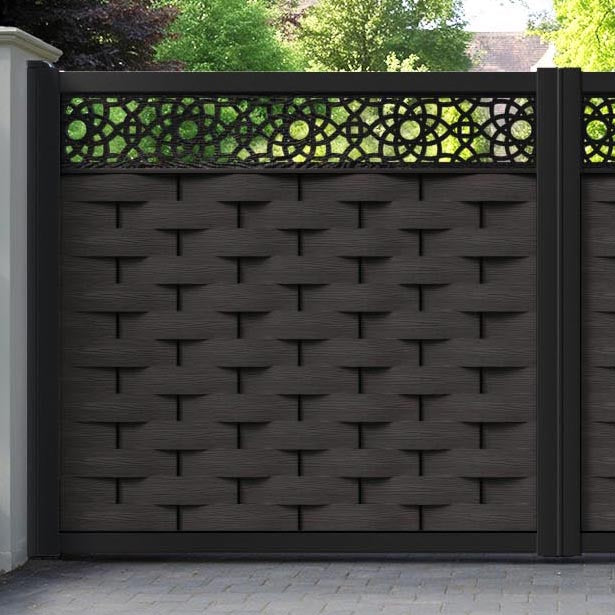 Ripple Ambar Straight Top Driveway Gate - Dark Oak - Top Screen